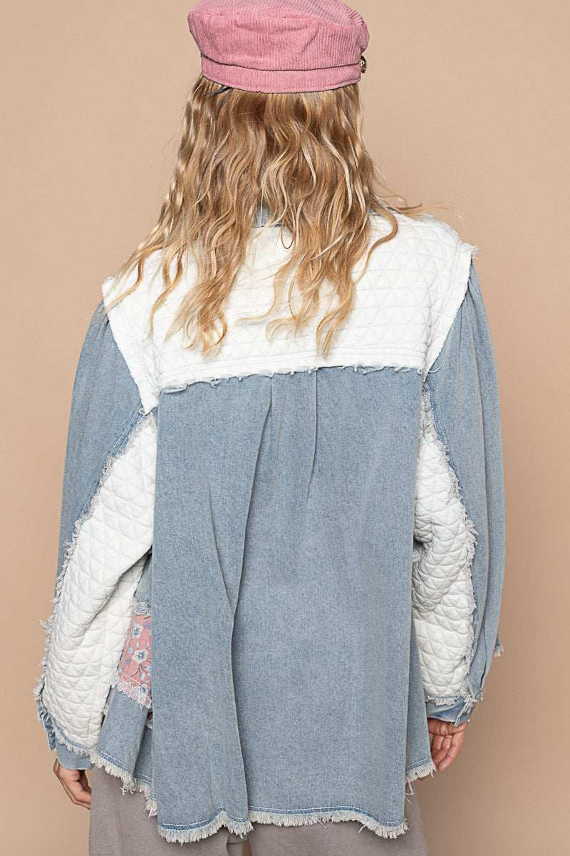 POL Patchwork Denim Quilted Jacket