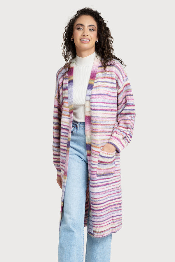 Purple Striped Cardigan