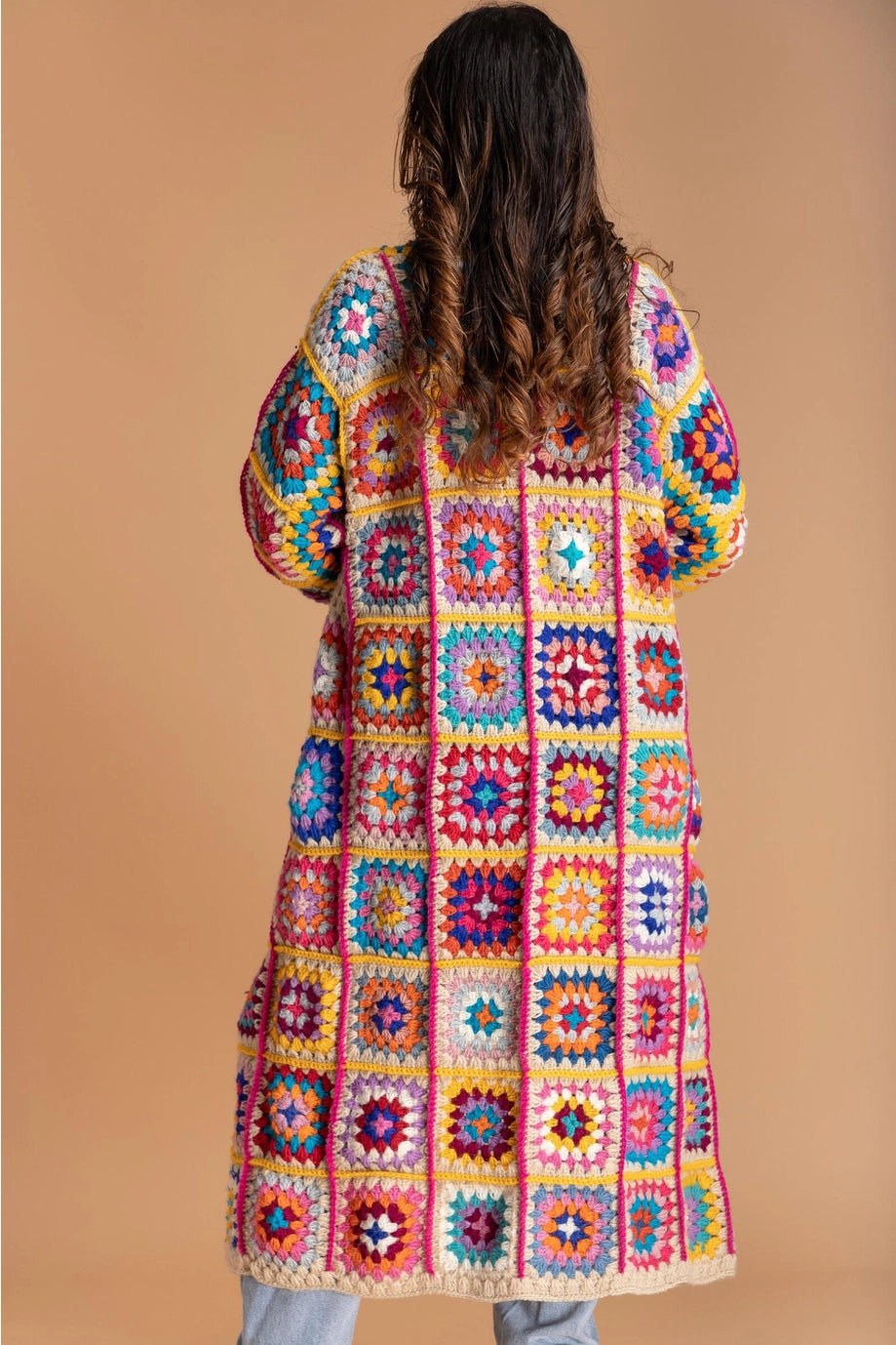 SAACHI Crochet Multicolored Square Kimono