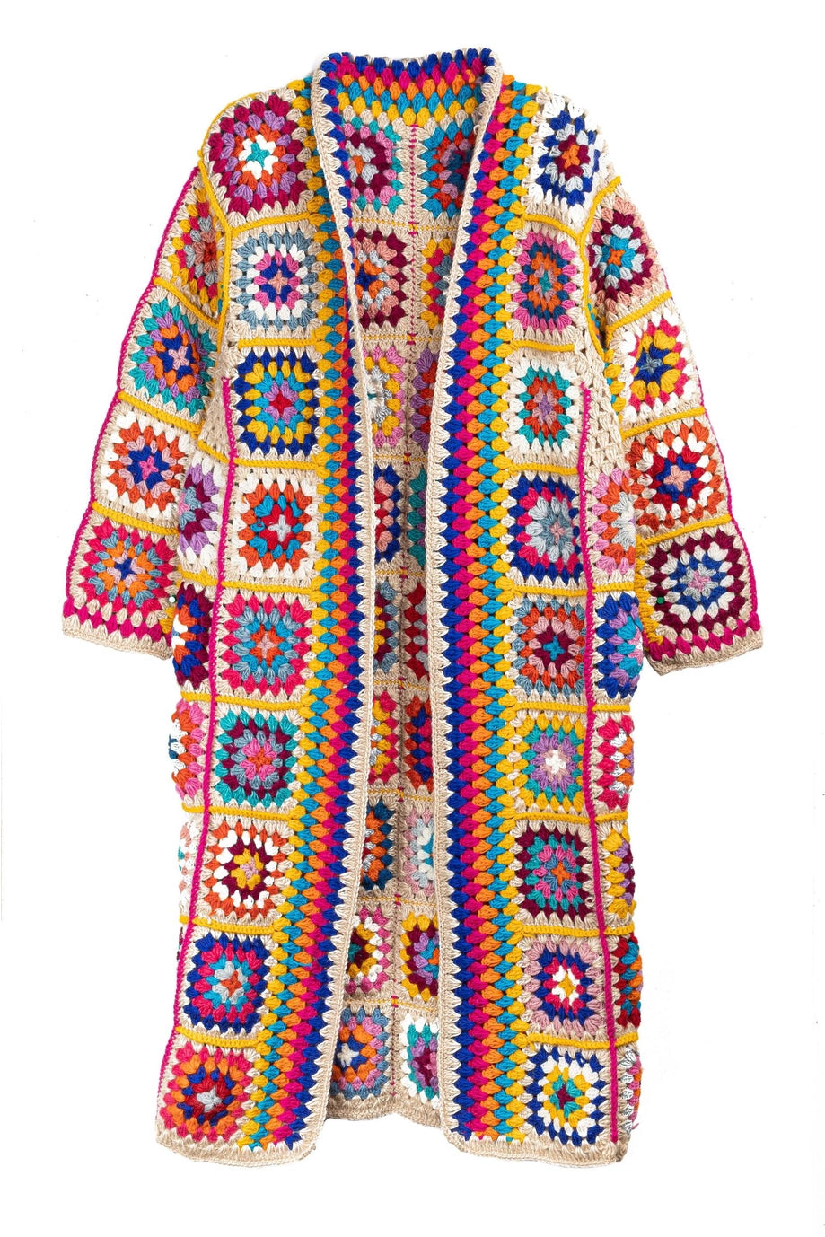 SAACHI Crochet Multicolored Square Kimono