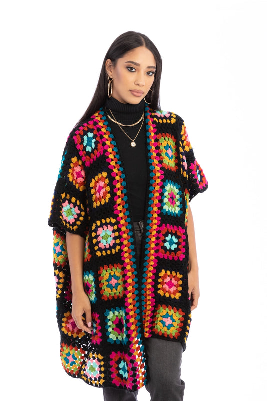 SAACHI Crochet Granny Square Short Kimono