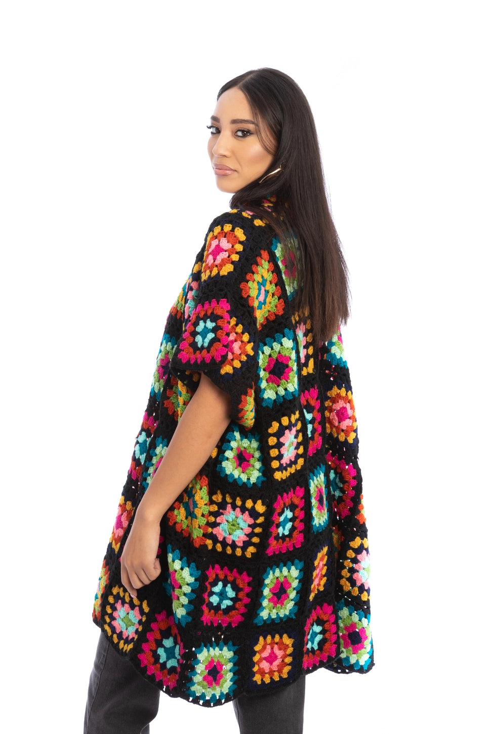 SAACHI Crochet Granny Square Short Kimono