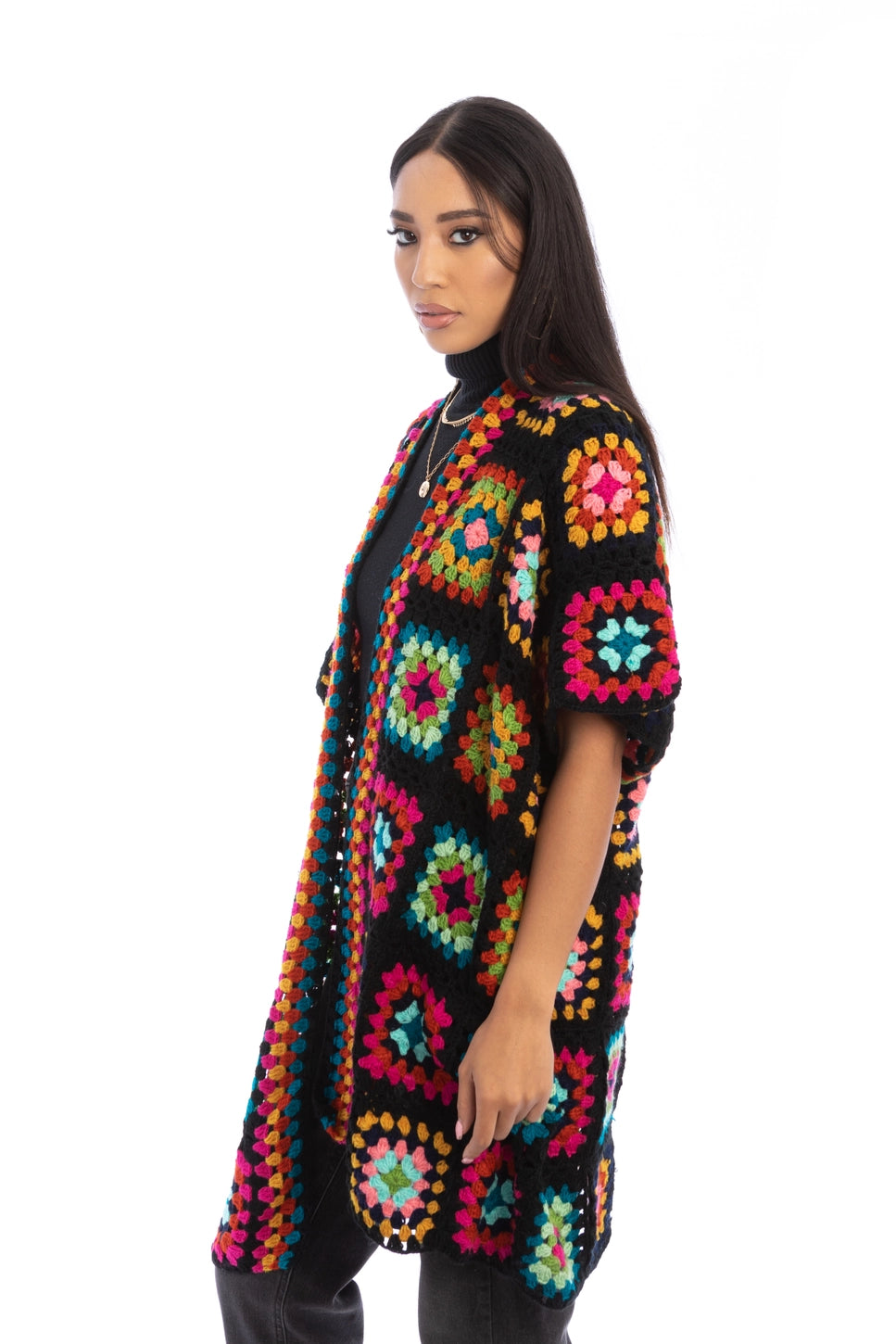 SAACHI Crochet Granny Square Short Kimono