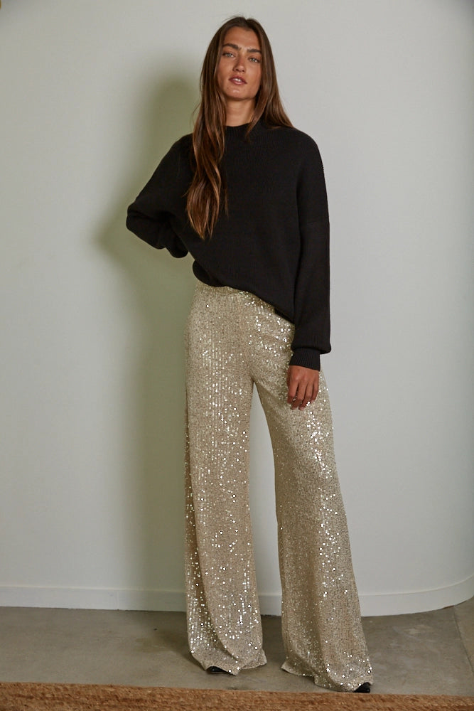 By Together High Waisted Sequin Flare Pants