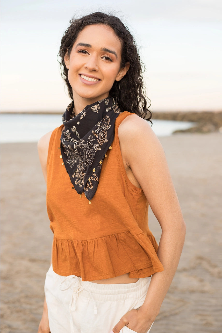 SAACHI Black Paisley Charm Bandana