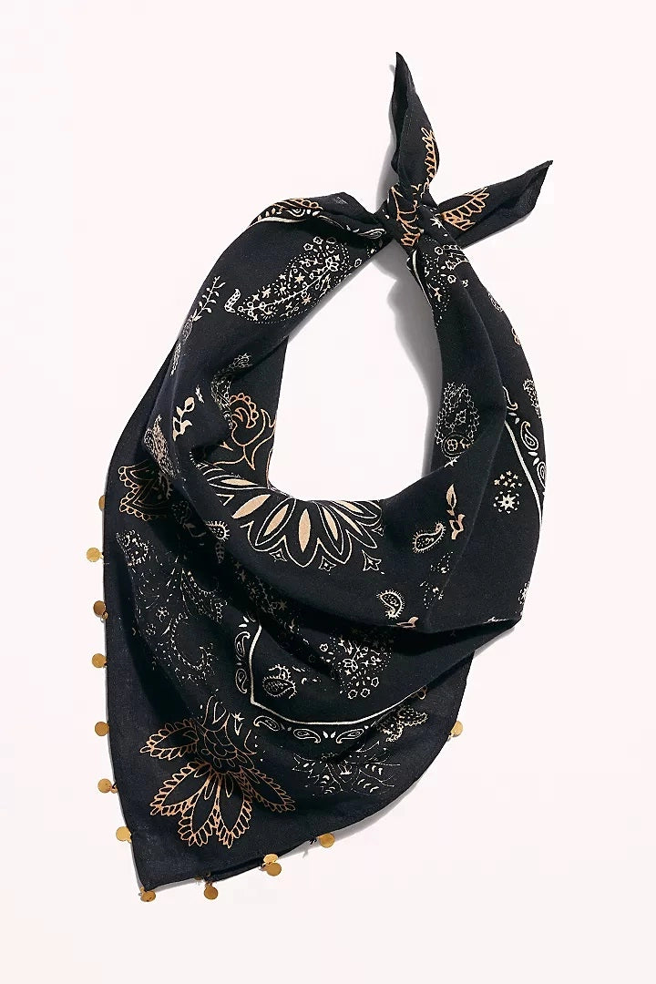 SAACHI Black Paisley Charm Bandana