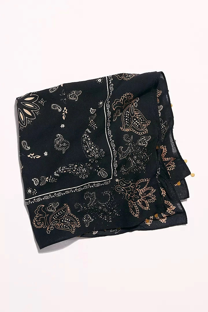 SAACHI Black Paisley Charm Bandana