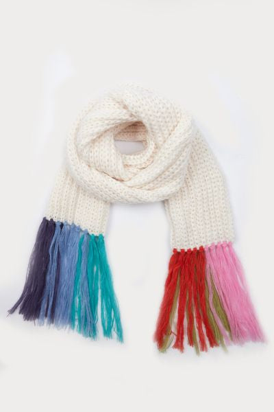 SAACHI Rainbow Tassel Knit Scarf