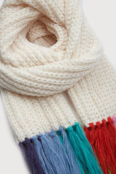 SAACHI Rainbow Tassel Knit Scarf