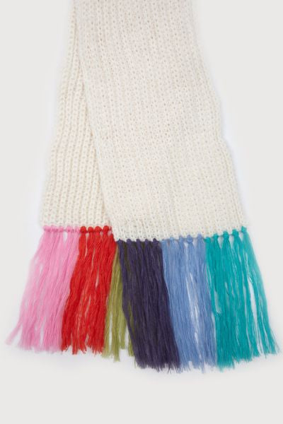 SAACHI Rainbow Tassel Knit Scarf