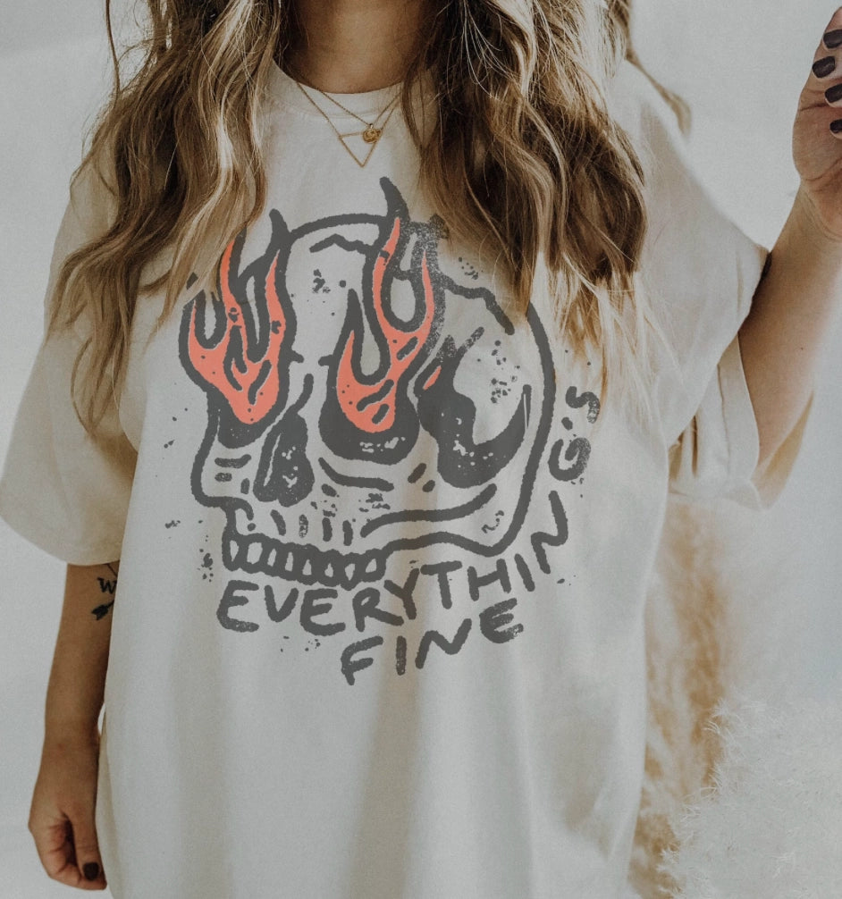 Eleven Fashion “Everything’s Fine” Skull T-Shirt