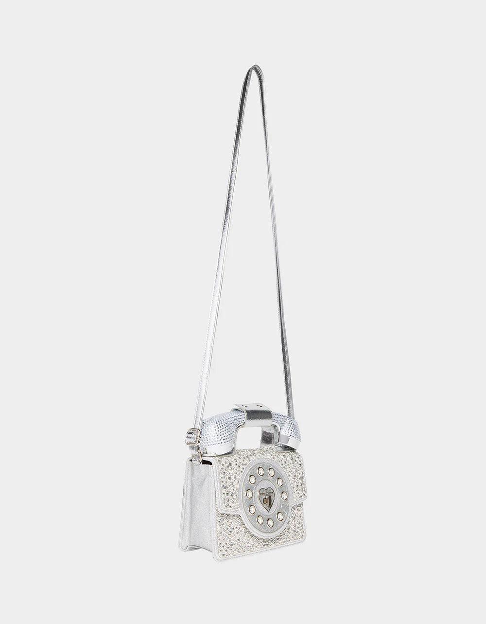 Betsey Johnson Silver Rhinestone Functional Telephone Purse