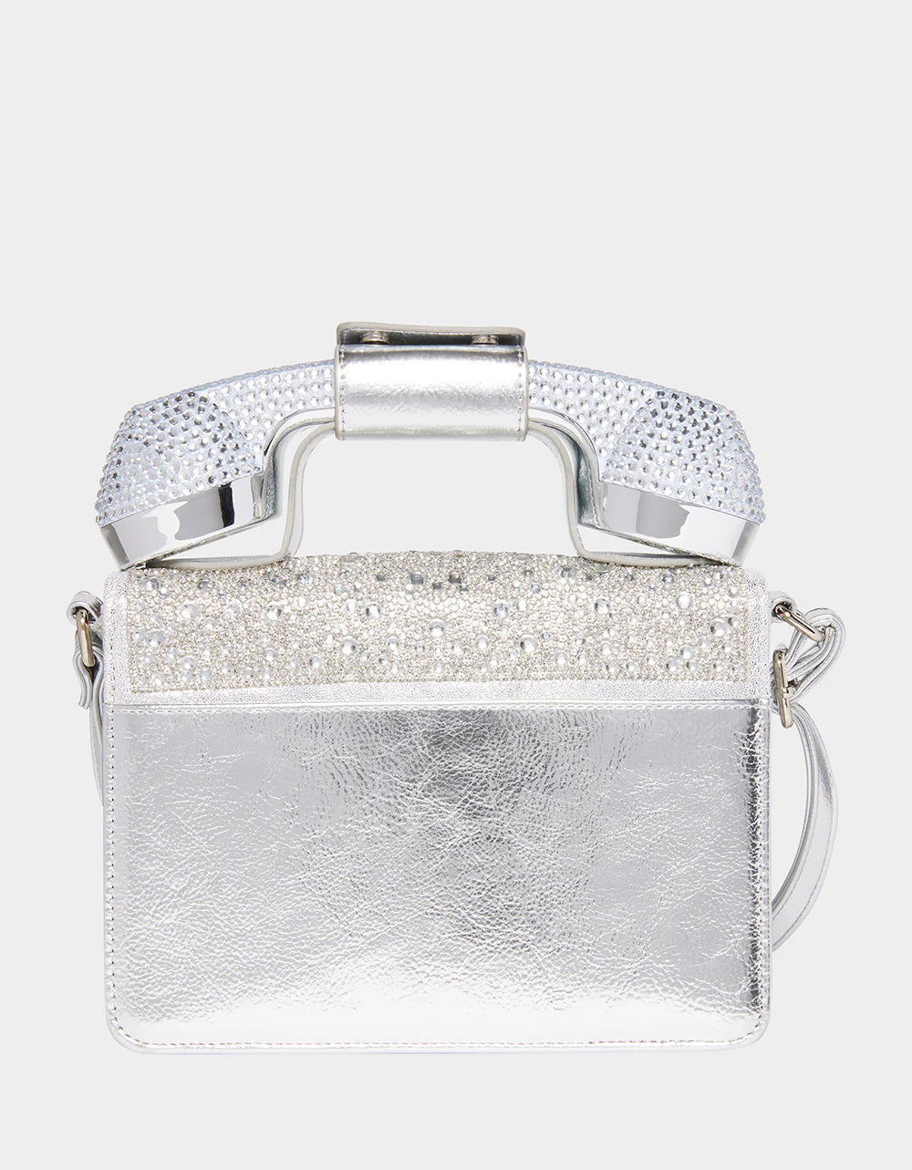 Betsey Johnson Silver Rhinestone Functional Telephone Purse