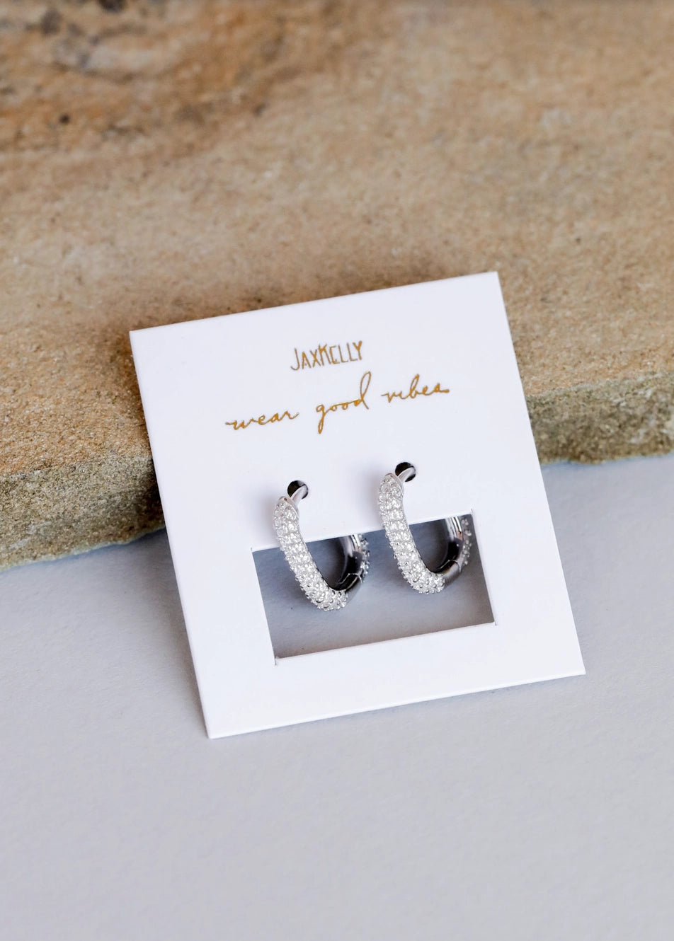 Jax Kelly Small Silver Cz Hoop Earrings