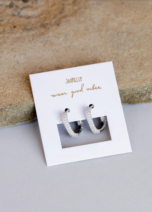 Jax Kelly Small Silver Cz Hoop Earrings