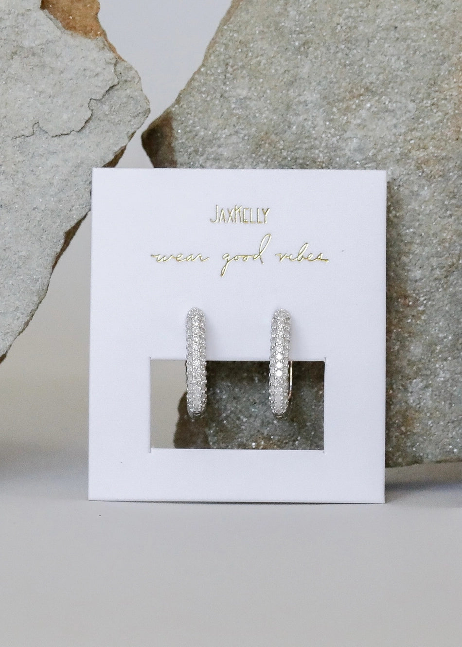 Jax Kelly Small Silver Cz Hoop Earrings