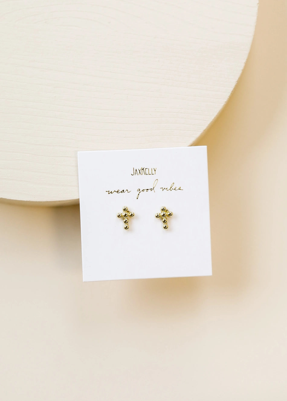 Jax Kelly Mini Gold Cross Stud Earrings