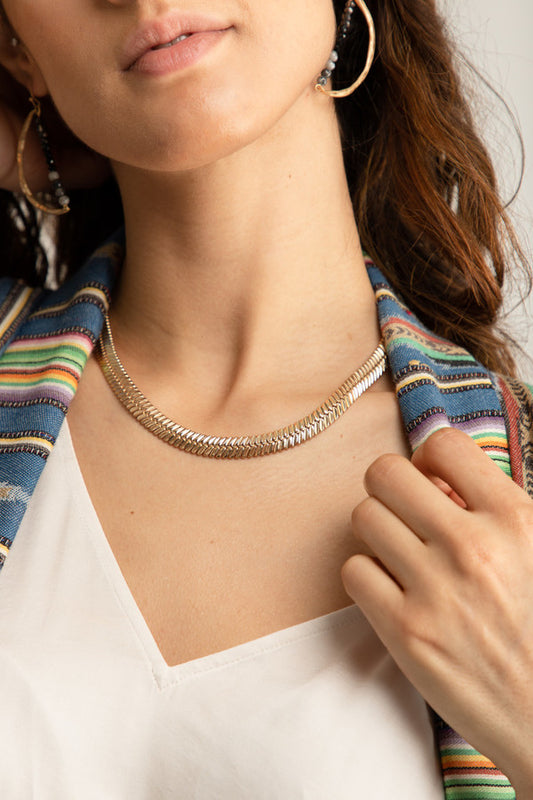 SAACHI Gold Herringbone Chain Necklace