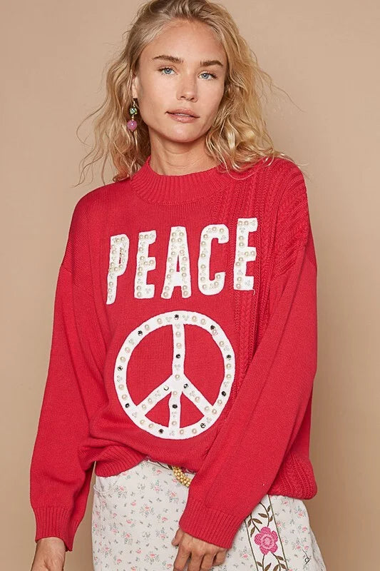 POL Peace & Pearls Sweater