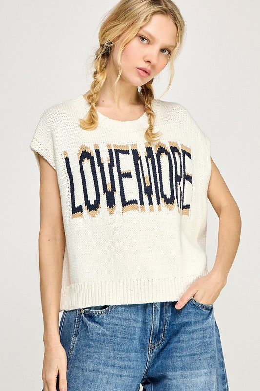 Miss Love “Love More” Sleeveless Sweater
