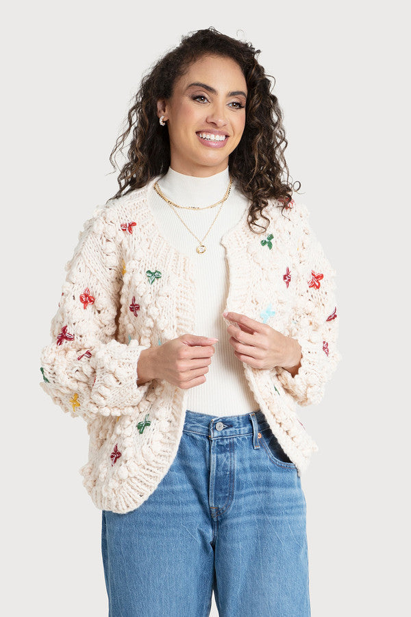 SAACHI Pom Pom Knitted Cross Cardigan