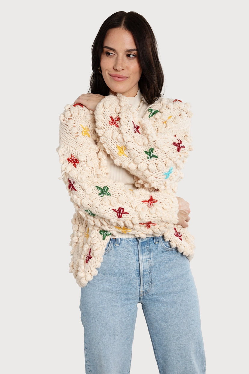 SAACHI Pom Pom Knitted Cross Cardigan