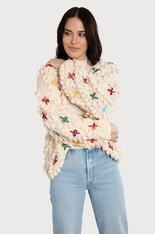 SAACHI Pom Pom Knitted Cross Cardigan