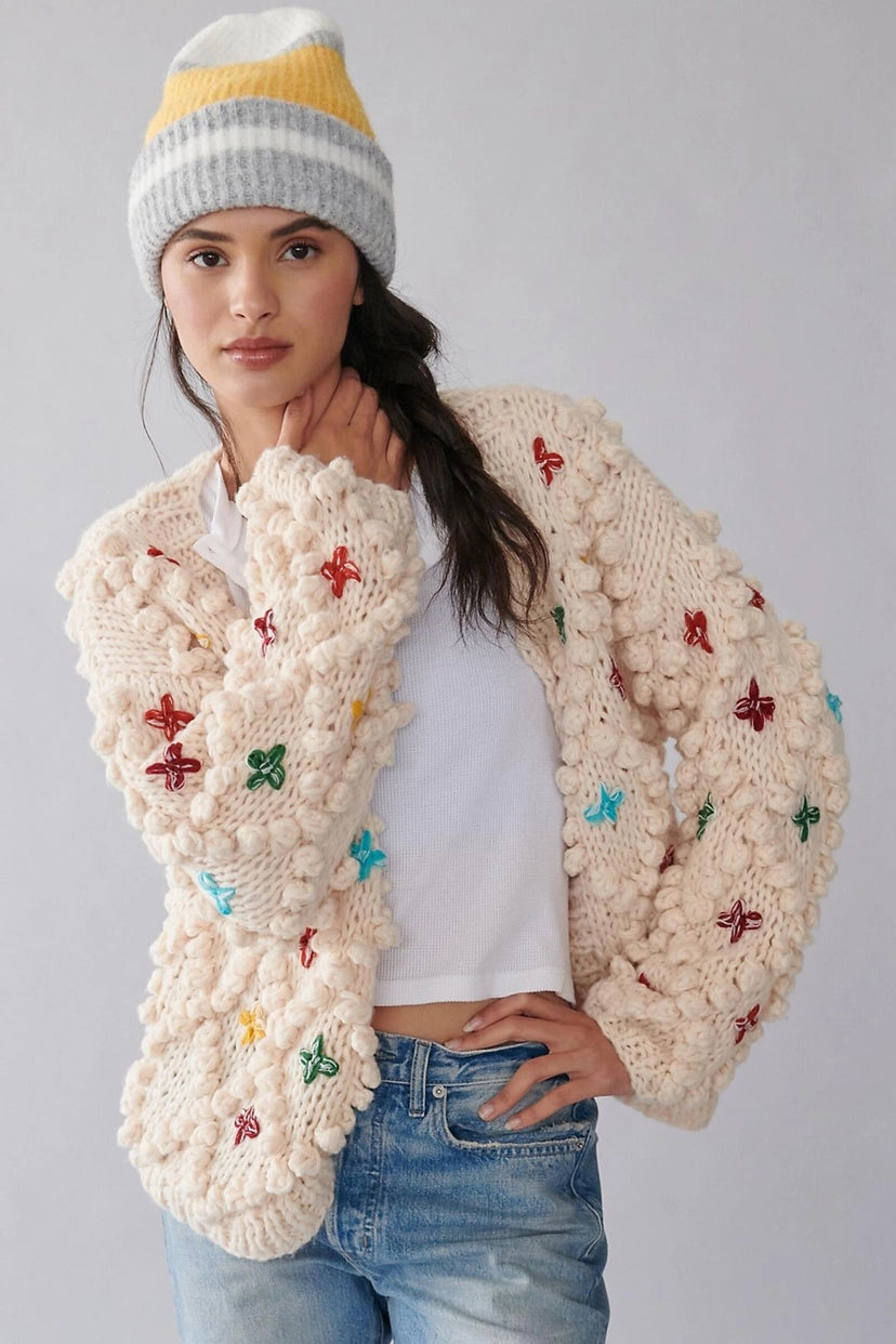 SAACHI Pom Pom Knitted Cross Cardigan