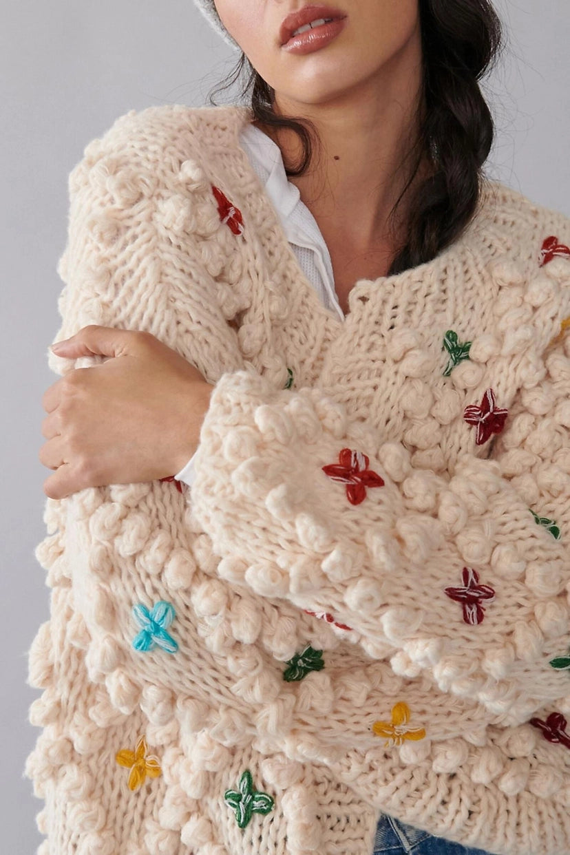 SAACHI Pom Pom Knitted Cross Cardigan