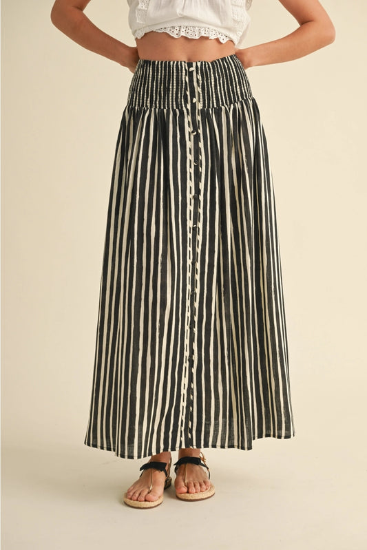 MIOU MUSE Black & White Pinstripe Skirt