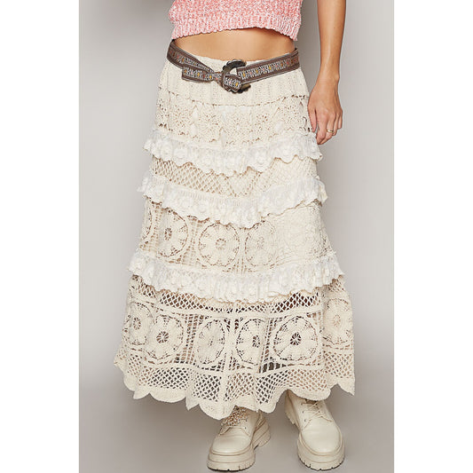 POL Crochet Skirt with Lace Ruffle