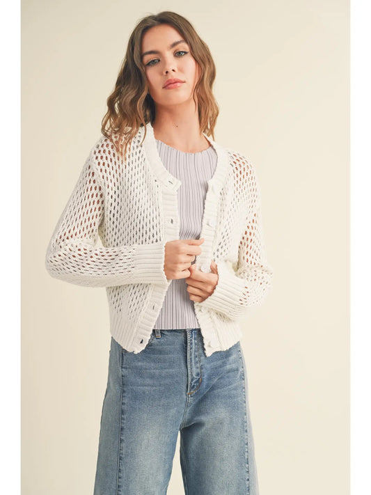 MIOU MUSE Open Knit Crochet Cardigan
