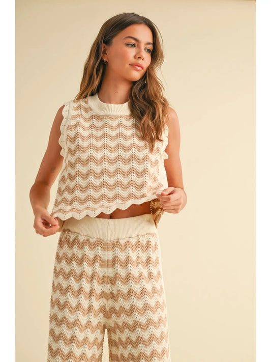 MIOU MUSE Zig Zag Crochet Set Tank