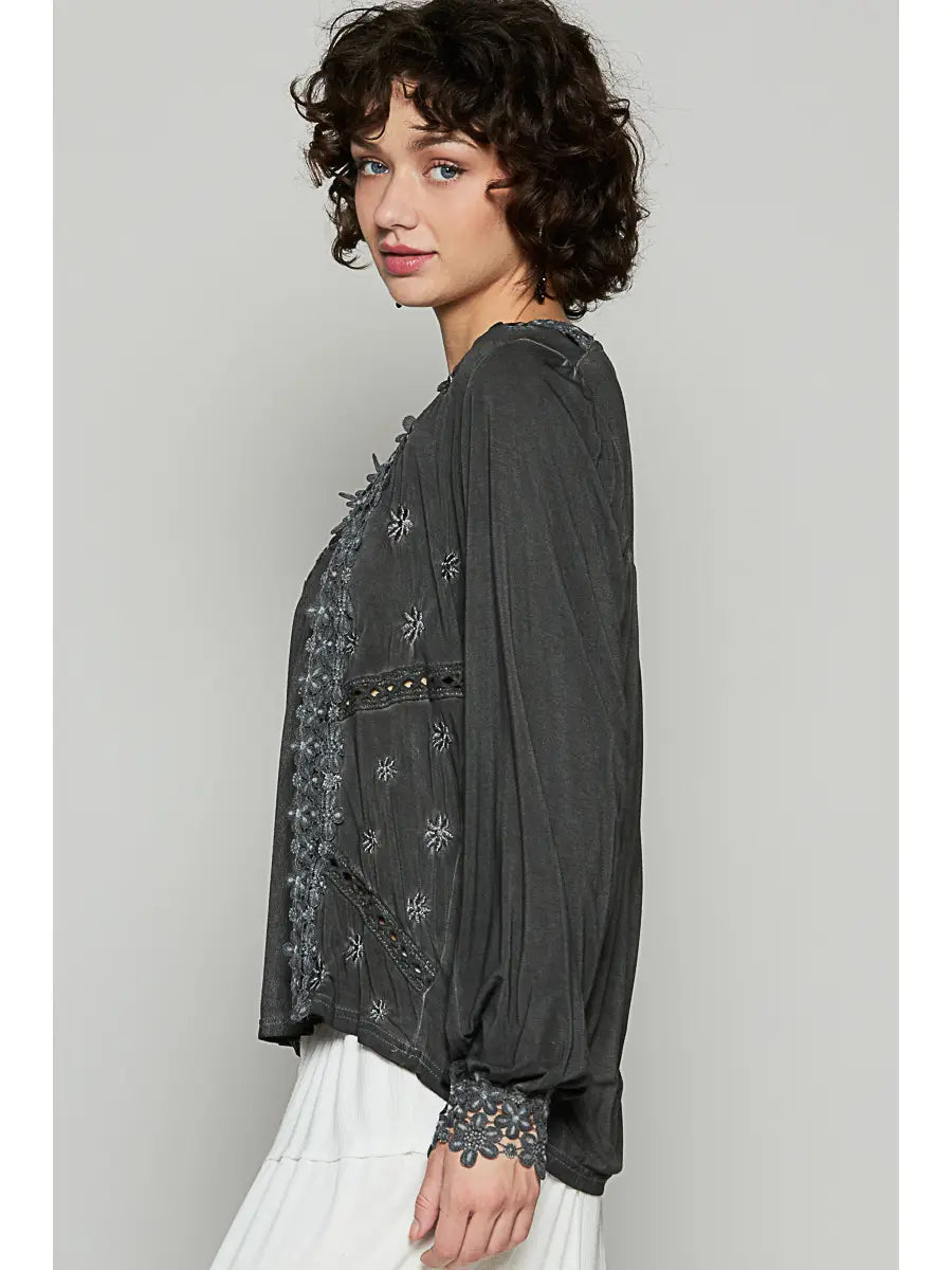 POL Floral Lace Boho Blouse
