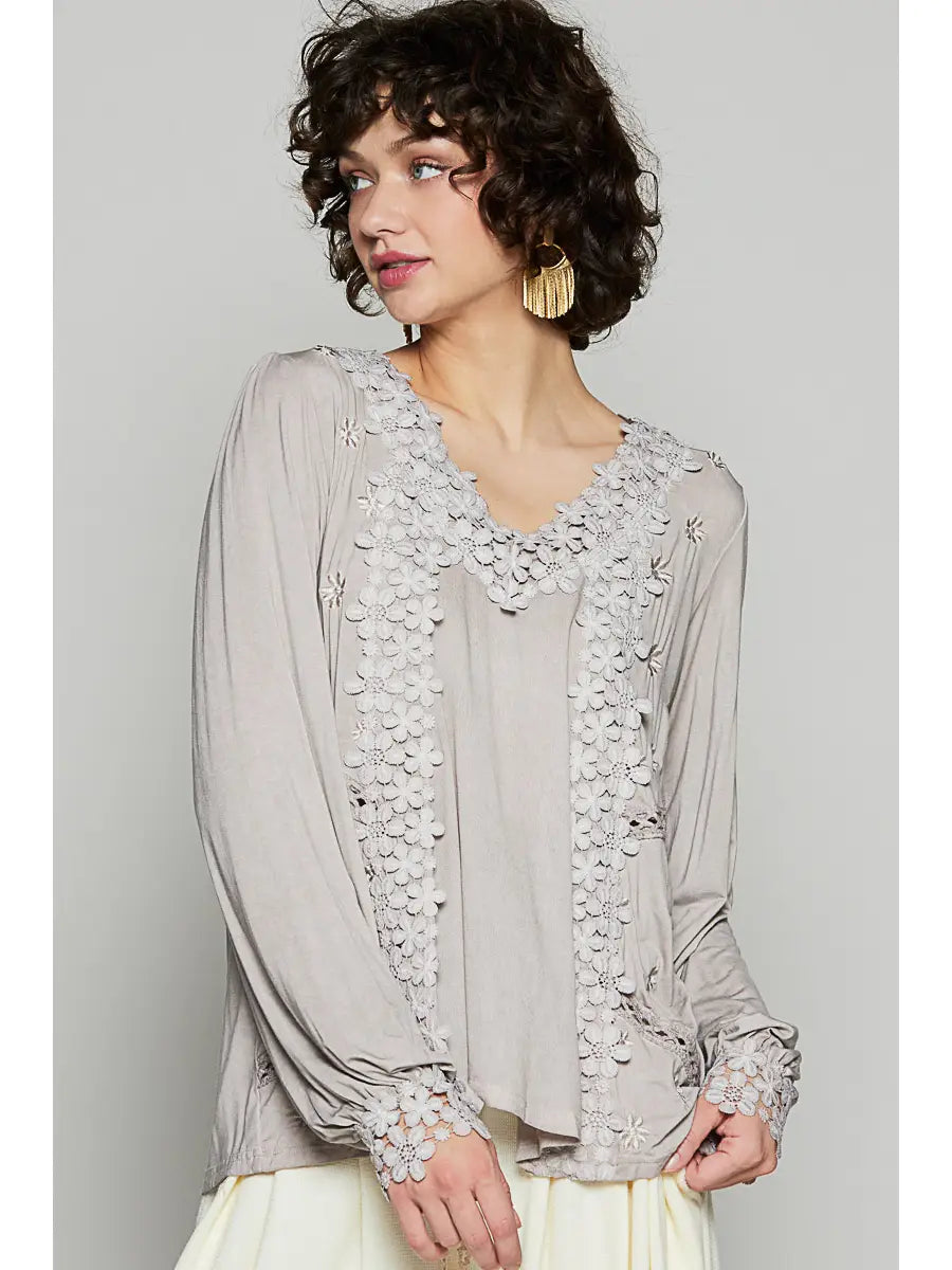 POL Floral Lace Boho Blouse