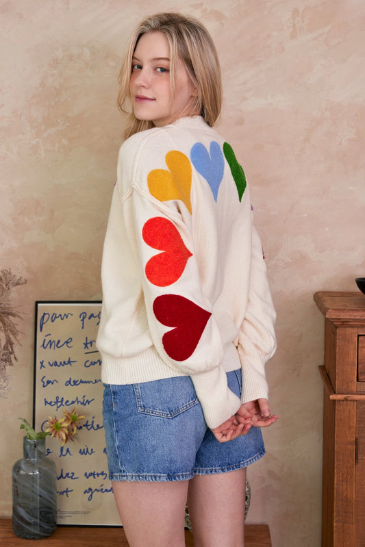 Mello. Rainbow Heart Sweater