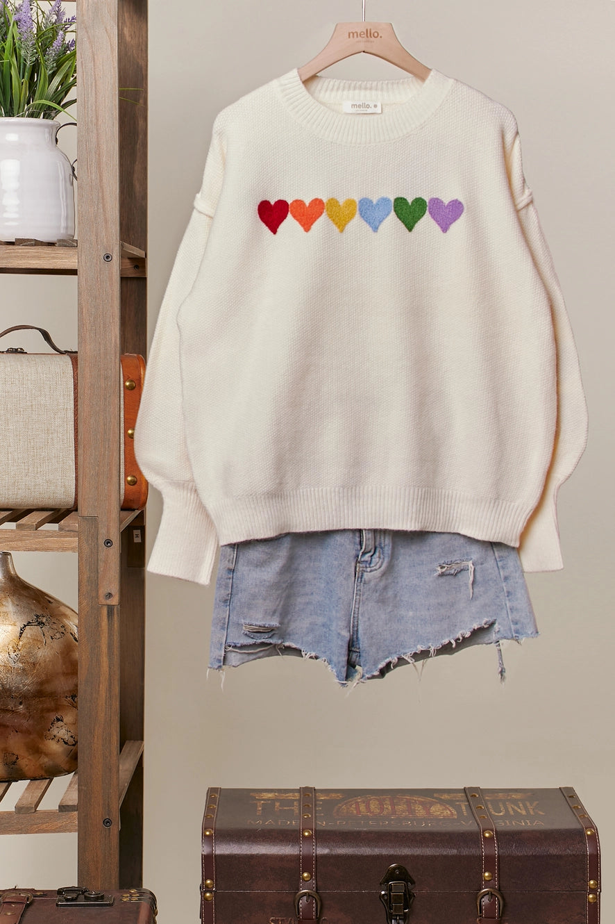 Mello. Rainbow Heart Sweater