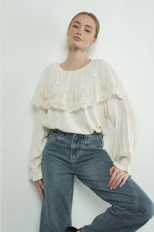 Aaron & Amber Lace Cape Blouse