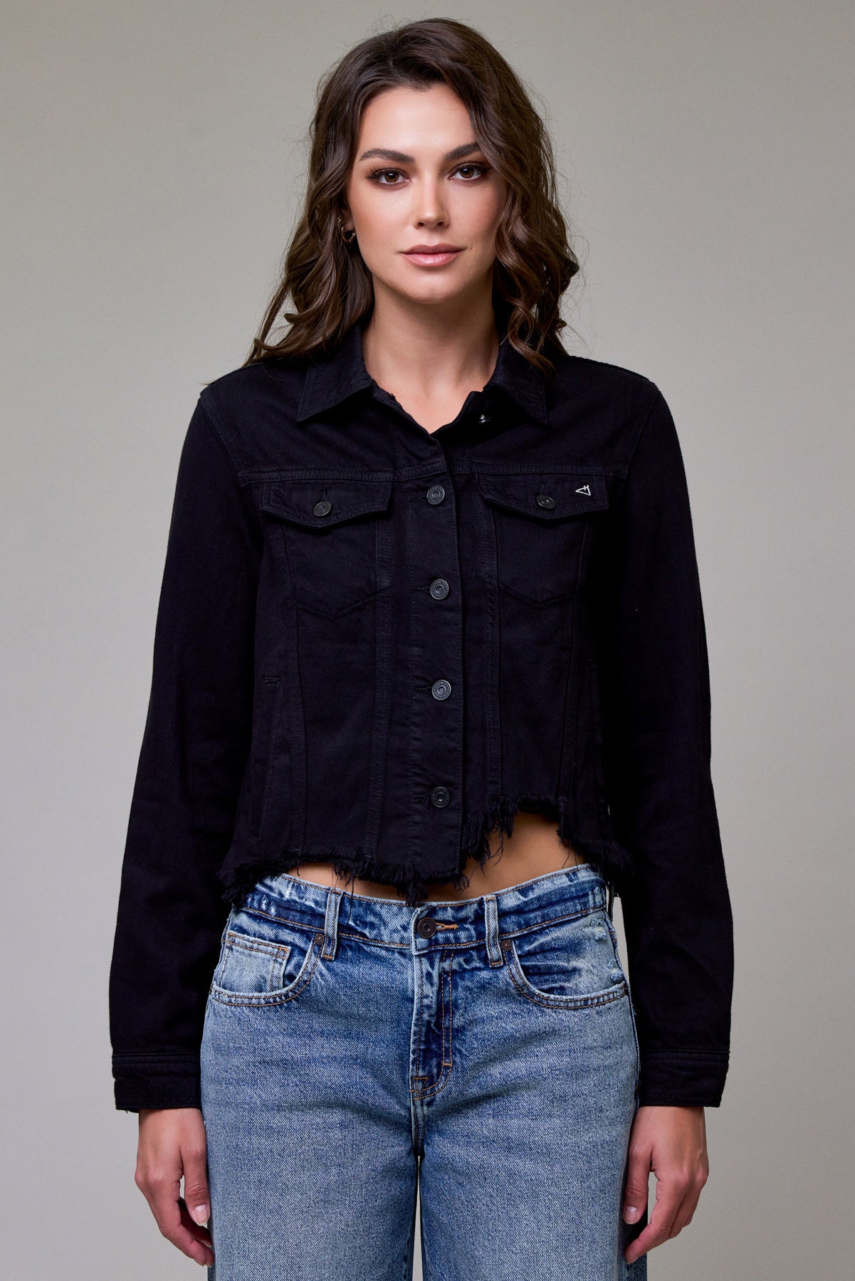 Hidden Black Frayed Jacket