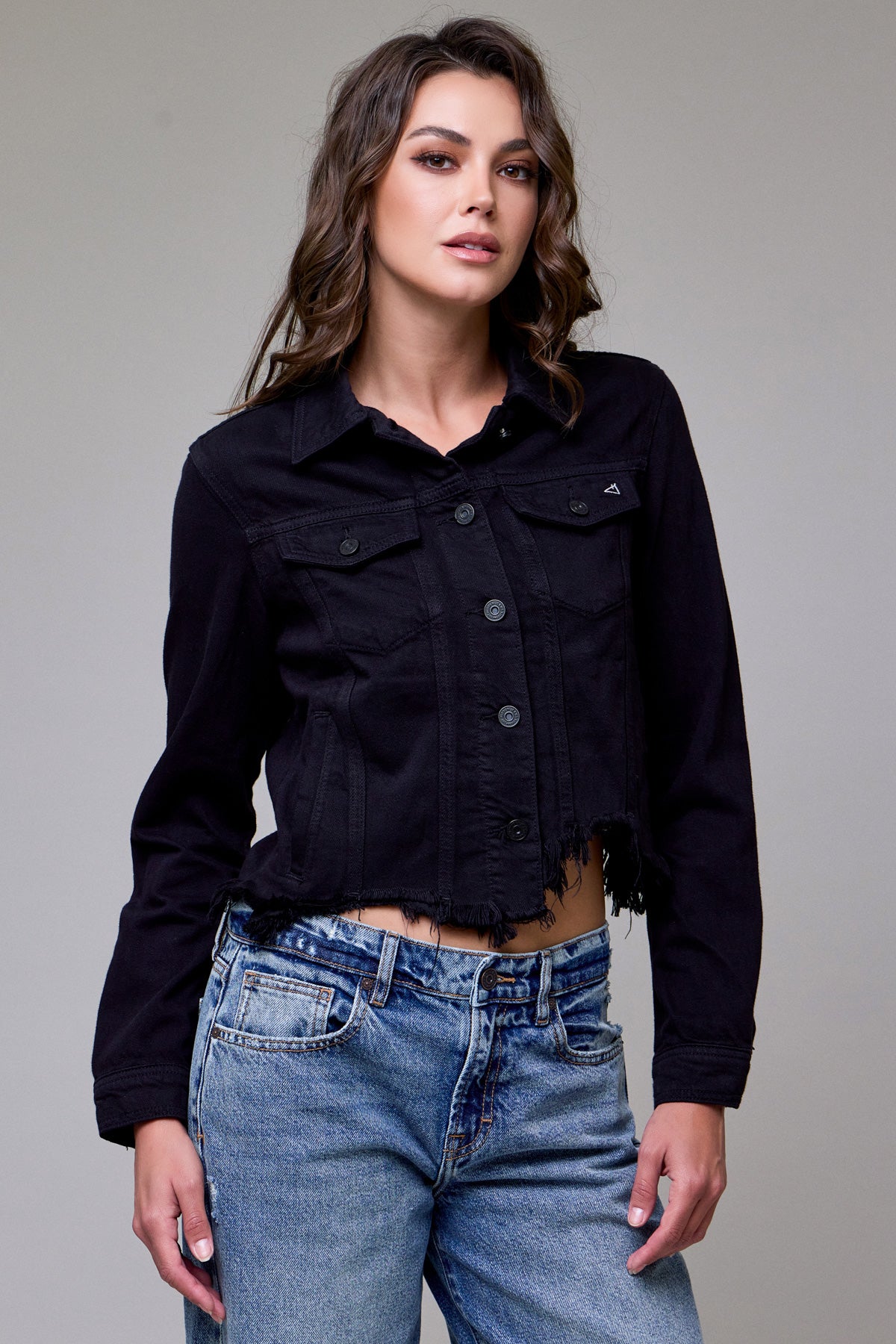 Hidden Black Frayed Jacket