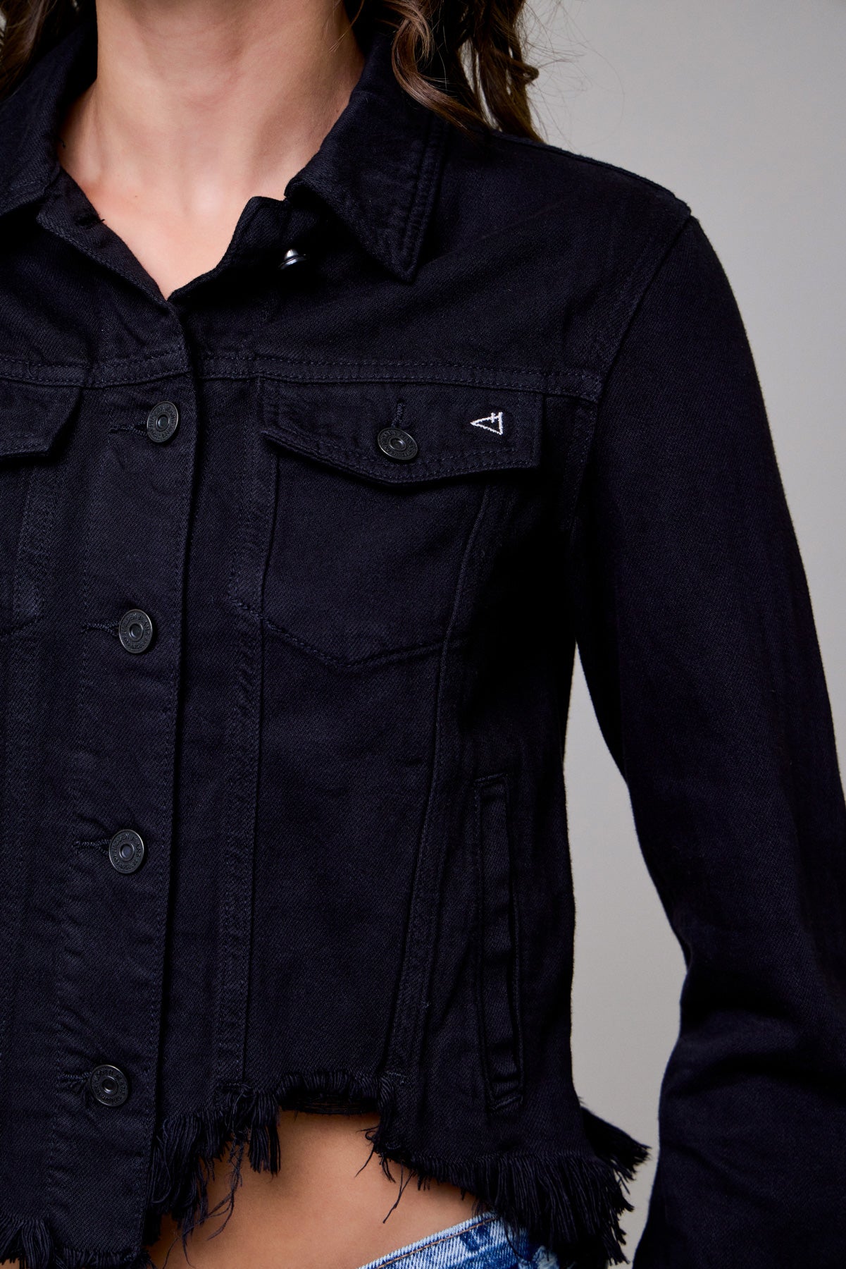 Hidden Black Frayed Jacket