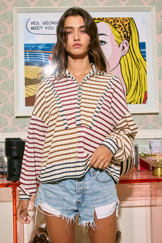 BUCKETLIST Multicolor Striped Quarter-Zip