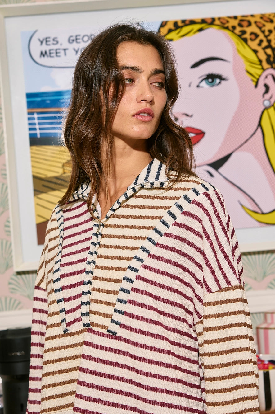 BUCKETLIST Multicolor Striped Quarter-Zip
