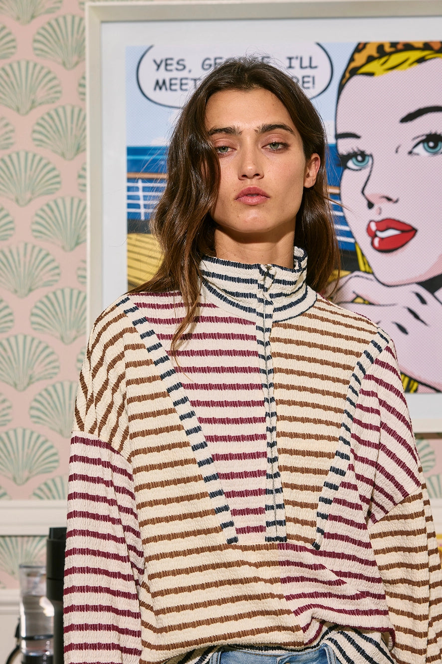 BUCKETLIST Multicolor Striped Quarter-Zip