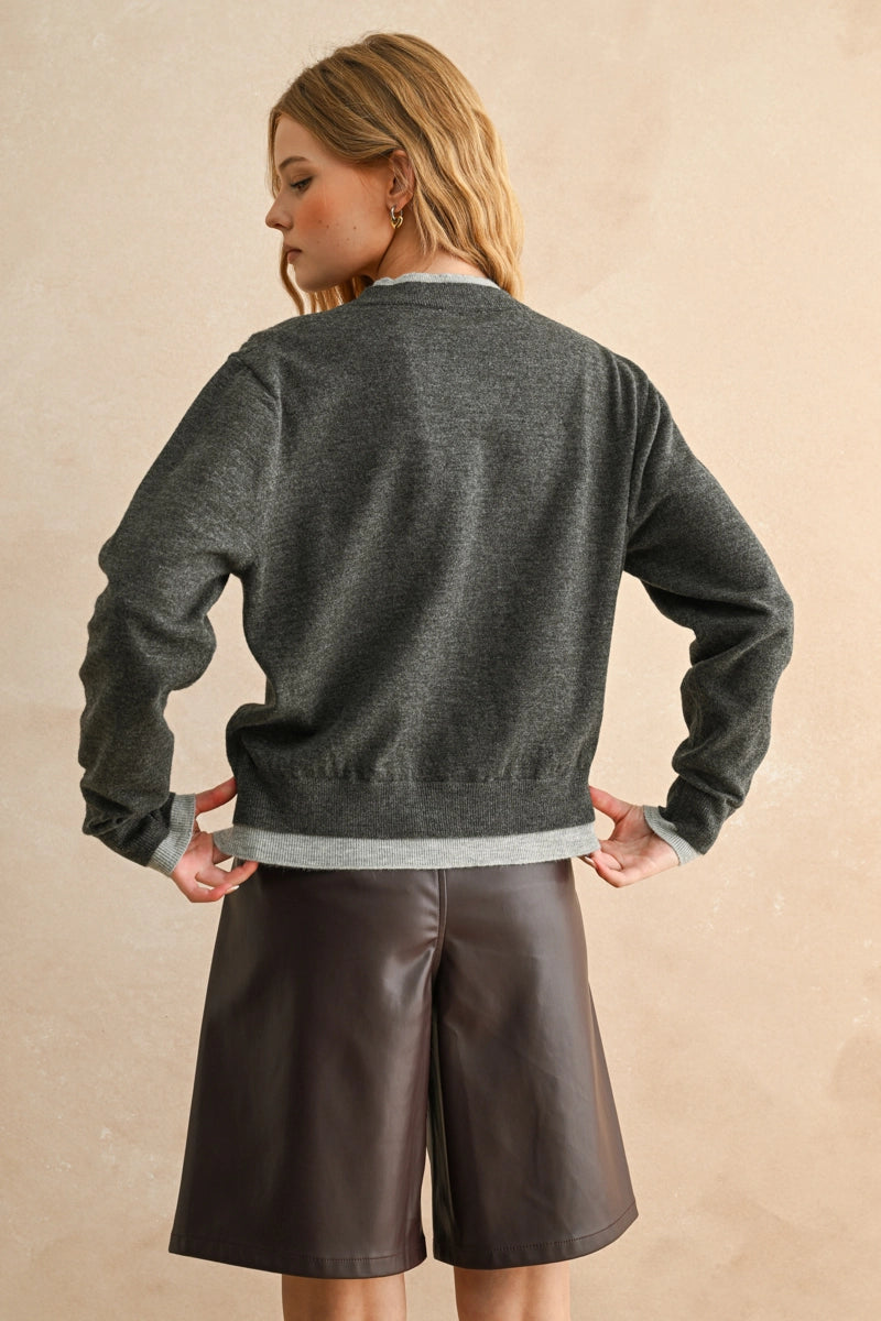 MIOU MUSE Contrast Trim Cardigan