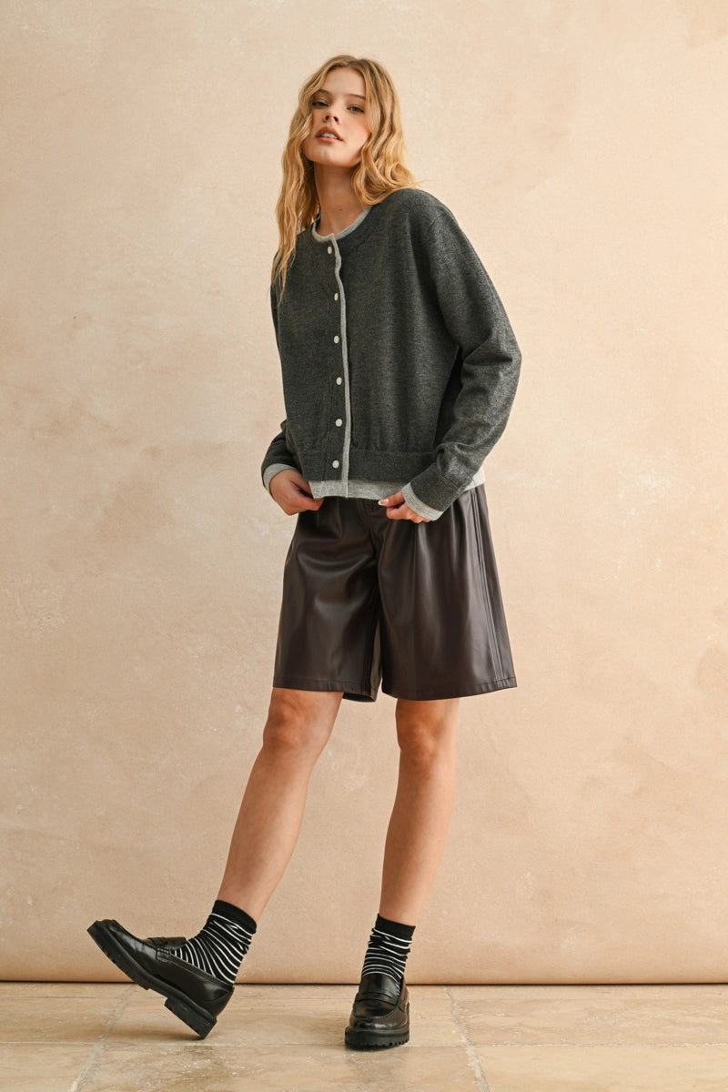 MIOU MUSE Contrast Trim Cardigan