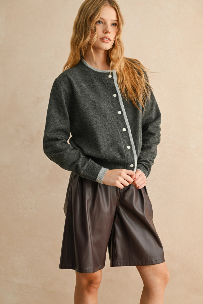 MIOU MUSE Contrast Trim Cardigan