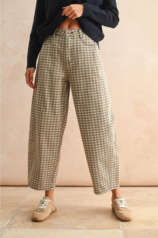 MIOU MUSE Plaid Barrel Pants