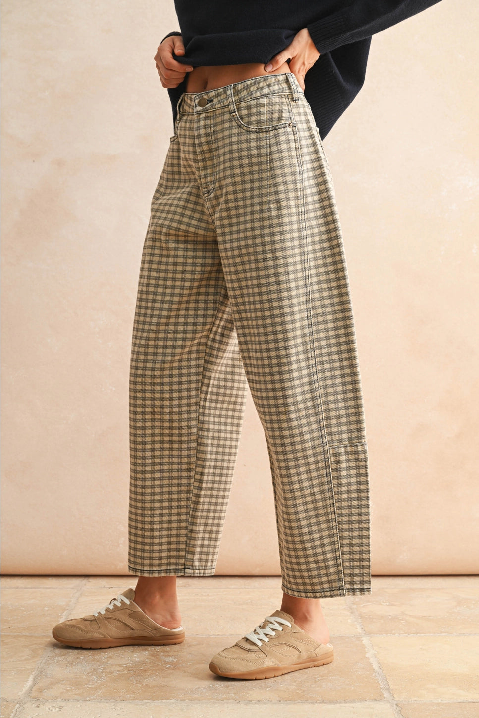 MIOU MUSE Plaid Barrel Pants