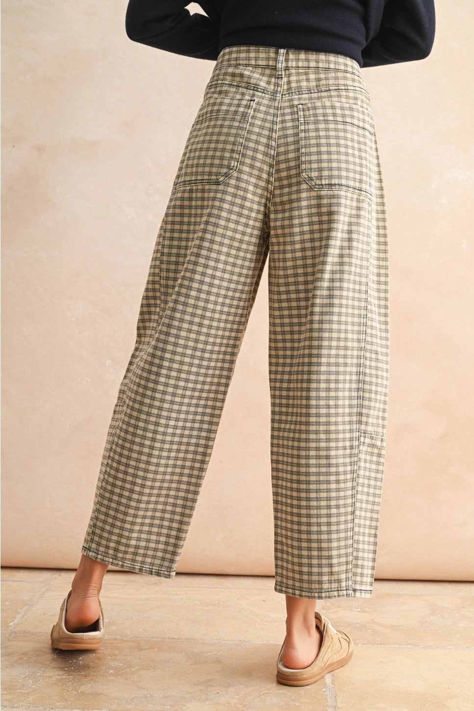 MIOU MUSE Plaid Barrel Pants